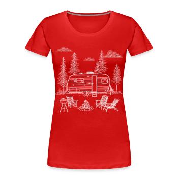 Vintage Camper - Frauen Premium Bio T-Shirt - Rot - Vorne - Mia (176cm)
