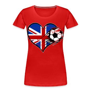 Great Britain flag football with heart used - Women's Premium Organic T-Shirt - red - Front - Mia (176cm)