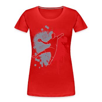 Handballspieler Handballer Farbklecks Handball - Frauen Premium Bio T-Shirt - Rot - Vorne - Mia (176cm)