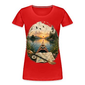 Aventure en kayak au coucher du soleil - T-shirt bio Premium Femme - rouge - Devant - Mia (176cm)