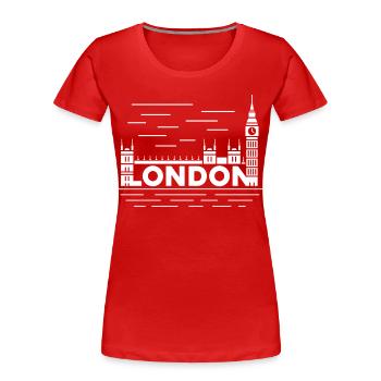 Londoner Skyline-Typografie - Frauen Premium Bio T-Shirt - Rot - Vorne - Mia (176cm)