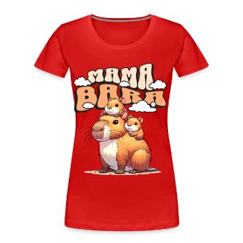 Mama Bara Capybara - T-shirt bio Premium Femme - rouge - Devant - Mia (176cm)