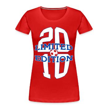 ÉDITION LIMITÉE 2010 FOOTBALL 16E ANNIVERSAIRE - T-shirt bio Premium Femme - rouge - Devant - Mia (176cm)