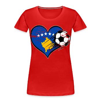 Flag football du Kosovo avec le cœur utilisé - T-shirt bio Premium Femme - rouge - Devant - Mia (176cm)