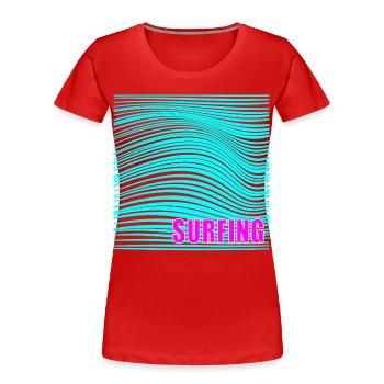 Sommer-Surfwellen - Frauen Premium Bio T-Shirt - Rot - Vorne - Mia (176cm)