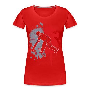 Cricket Farbklecks Herren Jungen Cricketspieler - Frauen Premium Bio T-Shirt - Rot - Vorne - Mia (176cm)