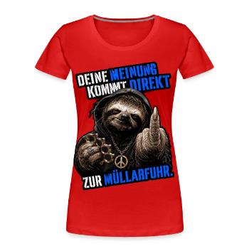 Your opinion directly on garbage collection - Women's Premium Organic T-Shirt - red - Front - Mia (176cm)
