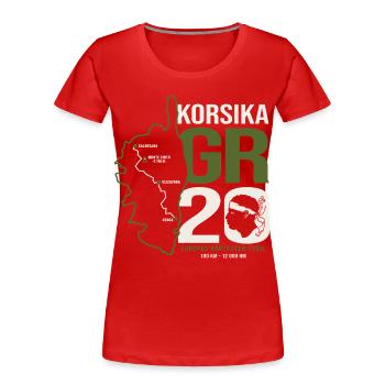 GR20 Finisher Korsika Trekking Wanderung - Frauen Premium Bio T-Shirt - Rot - Vorne - Mia (176cm)