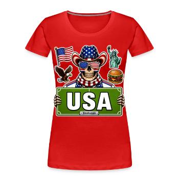 SkullCostume Édition mondiale : USA - T-shirt bio Premium Femme - rouge - Devant - Mia (176cm)