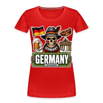 SkullCostume World Edition : Allemagne - T-shirt bio Premium Femme - rouge - Devant - Mia (176cm)
