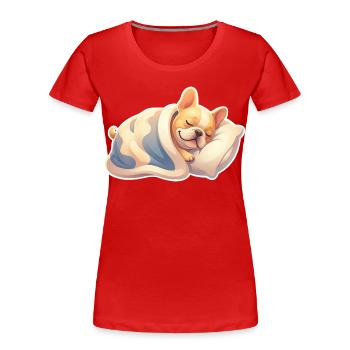 French Bulldog Sleeping - Women's Premium Organic T-Shirt - red - Front - Mia (176cm)