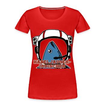 Lustiges Fisch-Wortspiel Angel-Humor Geschenk - Frauen Premium Bio T-Shirt - Rot - Vorne - Mia (176cm)