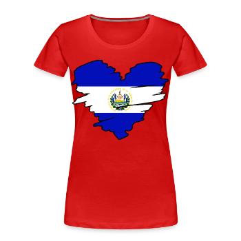 El Salvador Salvadoran Flag Heart El Salvador - Women's Premium Organic T-Shirt - red - Front - Mia (176cm)