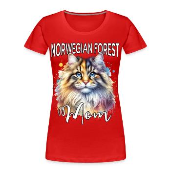 Norwegian Forest Cat Mom - Women's Premium Organic T-Shirt - red - Front - Mia (176cm)
