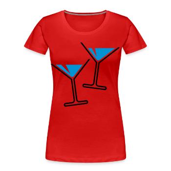 2 Cocktailgläser / Cocktail / Martini – (Hellblau) - Frauen Premium Bio T-Shirt - Rot - Vorne - Mia (176cm)