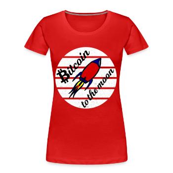 Bitcoin rocket to the moon - Women's Premium Organic T-Shirt - red - Front - Mia (176cm)