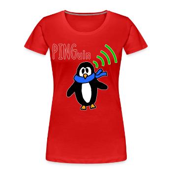 Penguin Humor drôle sur le réseau de blagues informatiques - T-shirt bio Premium Femme - rouge - Devant - Mia (176cm)