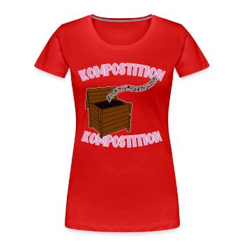 Composition Jardinier Esprit Humour - T-shirt bio Premium Femme - rouge - Devant - Mia (176cm)