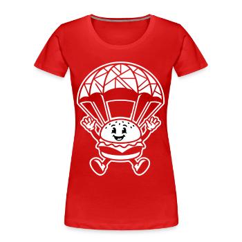 Fallschirm Burger Skydiving Lustig - Frauen Premium Bio T-Shirt - Rot - Vorne - Mia (176cm)