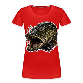 Pêche au brochet - T-shirt bio Premium Femme - rouge - Devant - Mia (176cm)