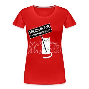 Schrödinger's Cat Quantum Physics Gift - Women's Premium Organic T-Shirt - red - Front - Mia (176cm)