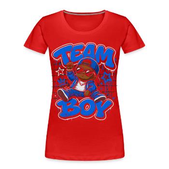 Team Boy Révélation Genre Garçon Bébé Cadeau - T-shirt bio Premium Femme - rouge - Devant - Mia (176cm)