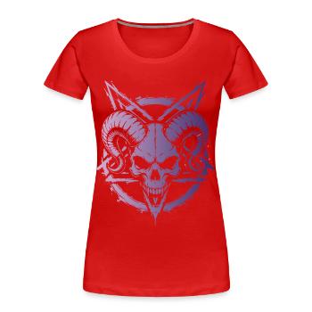 Crâne aux cornes - T-shirt bio Premium Femme - rouge - Devant - Mia (176cm)