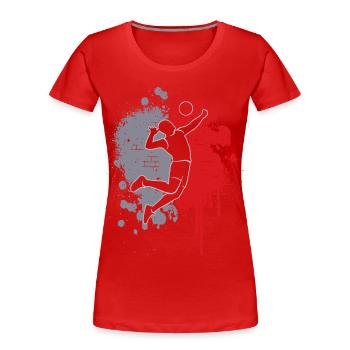 Joueurs de volley-ball Touches de couleur Joueurs de volley-ball masculins - T-shirt bio Premium Femme - rouge - Devant - Mia (176cm)