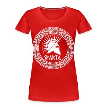 Guerrier spartiate (blanc) - T-shirt bio Premium Femme - rouge - Devant - Mia (176cm)