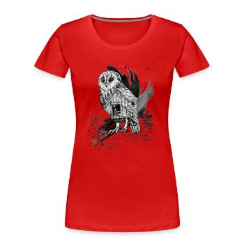 House Sparrow T-Shirt - Frauen Premium Bio T-Shirt - Rot - Vorne - Mia (176cm)