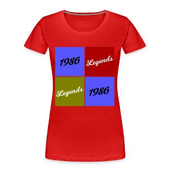 Retro 1986 Legends Quadrants - Frauen Premium Bio T-Shirt - Rot - Vorne - Mia (176cm)