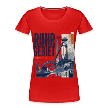 Ruhrgebiet Industrie Collage - Frauen Premium Bio T-Shirt - Rot - Vorne - Mia (176cm)