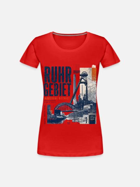 Ruhrgebiet Industrie Collage - Frauen Premium Bio T-Shirt - Rot
