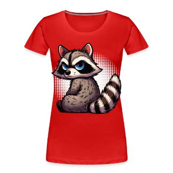 raton laveur, raton laveur, animal des bois, drôle de raton laveur - T-shirt bio Premium Femme - rouge - Devant - Mia (176cm)