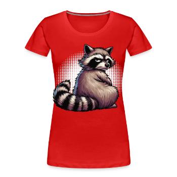 Waschbär Waschbären Waldtier lustiger Waschbär - Frauen Premium Bio T-Shirt - Rot - Vorne - Mia (176cm)
