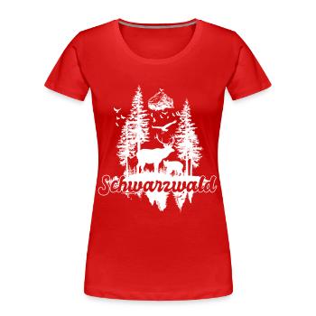 Schwarzwald Wildtiere Wald Natur Motiv - Frauen Premium Bio T-Shirt - Rot - Vorne - Mia (176cm)