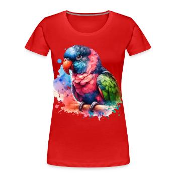 Motif du perroquet à croupion rouge - T-shirt bio Premium Femme - rouge - Devant - Mia (176cm)