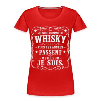 Whisky Cadeau Humour Personnalisé - T-shirt bio Premium Femme - rouge - Devant - Mia (176cm)