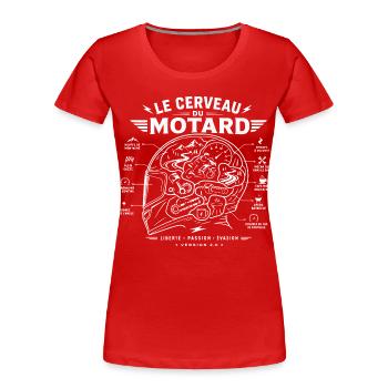 Le Cerveau du Motard Vintage - T-shirt bio Premium Femme - rouge - Devant - Mia (176cm)