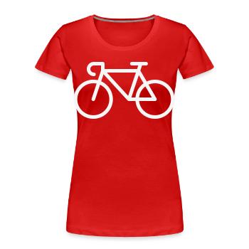 Vélo de route / Vélo / Vélo (Symbole / Icône / Blanc) - T-shirt bio Premium Femme - rouge - Devant - Mia (176cm)