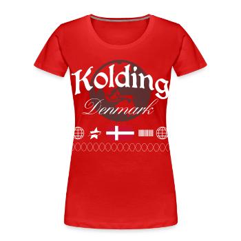 Kolding Denmark Streetwear Travel Souvenir - Women's Premium Organic T-Shirt - red - Front - Mia (176cm)