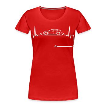 Electric car love with heartbeat Electric cars - Women's Premium Organic T-Shirt - red - Front - Mia (176cm)