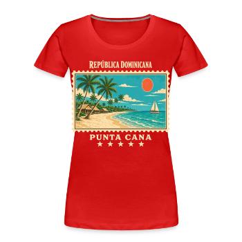 Dominikanische Republik Punta Cana Reisemarke - Frauen Premium Bio T-Shirt - Rot - Vorne - Mia (176cm)