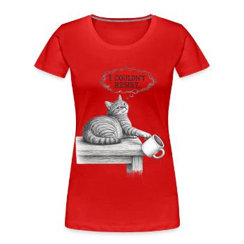 I Couldn't Resist Funny Cat Sketch - Women's Premium Organic T-Shirt - red - Front - Mia (176cm)