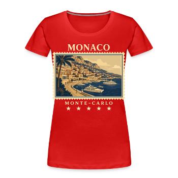 Monaco Monte-Carlo Vintage Reisemarke - Frauen Premium Bio T-Shirt - Rot - Vorne - Mia (176cm)