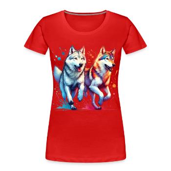 Wolfdog Gift - Women's Premium Organic T-Shirt - red - Front - Mia (176cm)