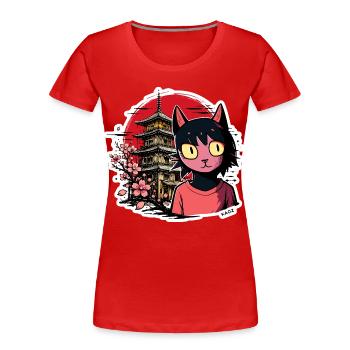 Cherry Kat und Pagodetraum - Frauen Premium Bio T-Shirt - Rot - Vorne - Mia (176cm)