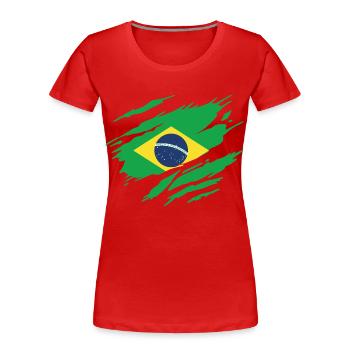 Brazil Brazilian Flag - Women's Premium Organic T-Shirt - red - Front - Mia (176cm)