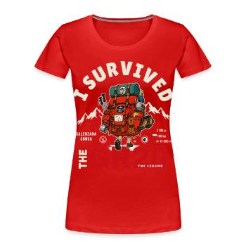 I Survived the GR20 corse cadeau randonnée - T-shirt bio Premium Femme - rouge - Devant - Mia (176cm)