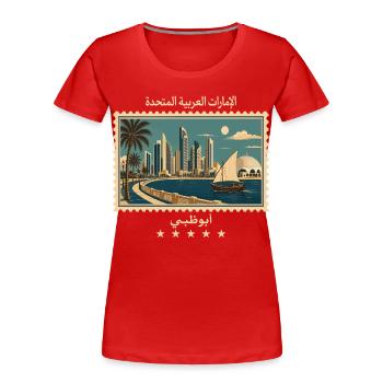 Abu Dhabi Vintage Reisemarke - Frauen Premium Bio T-Shirt - Rot - Vorne - Mia (176cm)